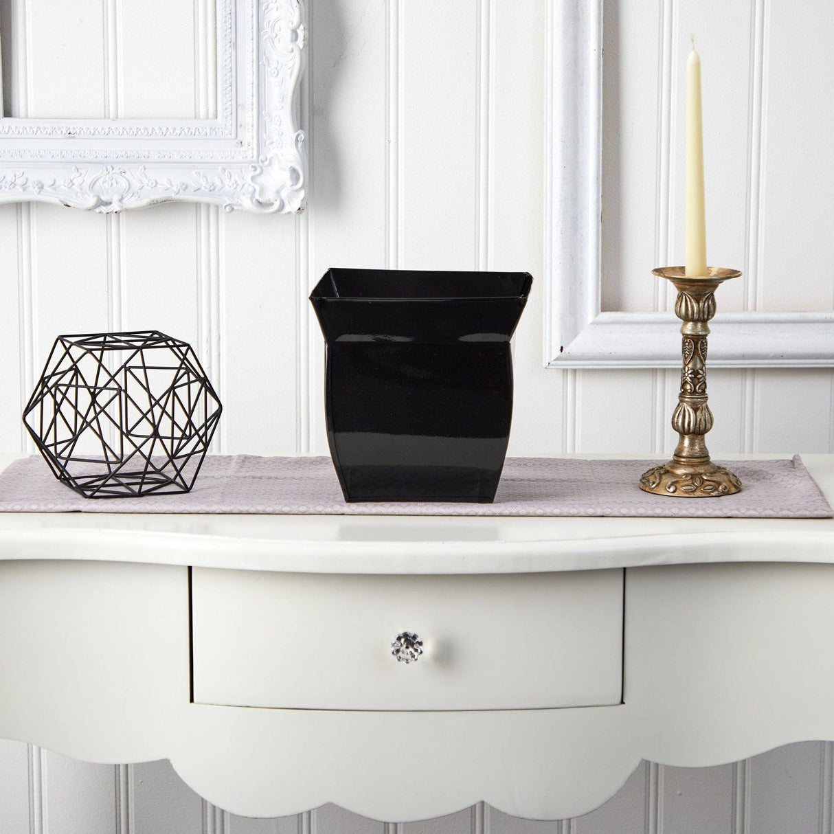 8” Fluted Metal Square Planter