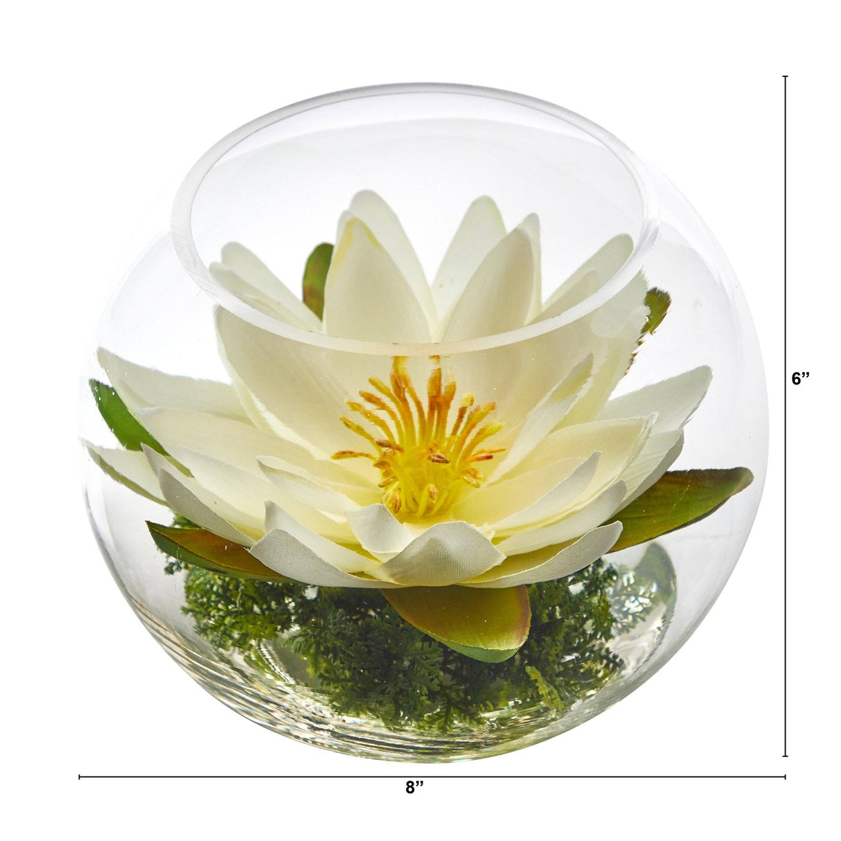 8” Lotus Artificial Arrangement in Glass Vase