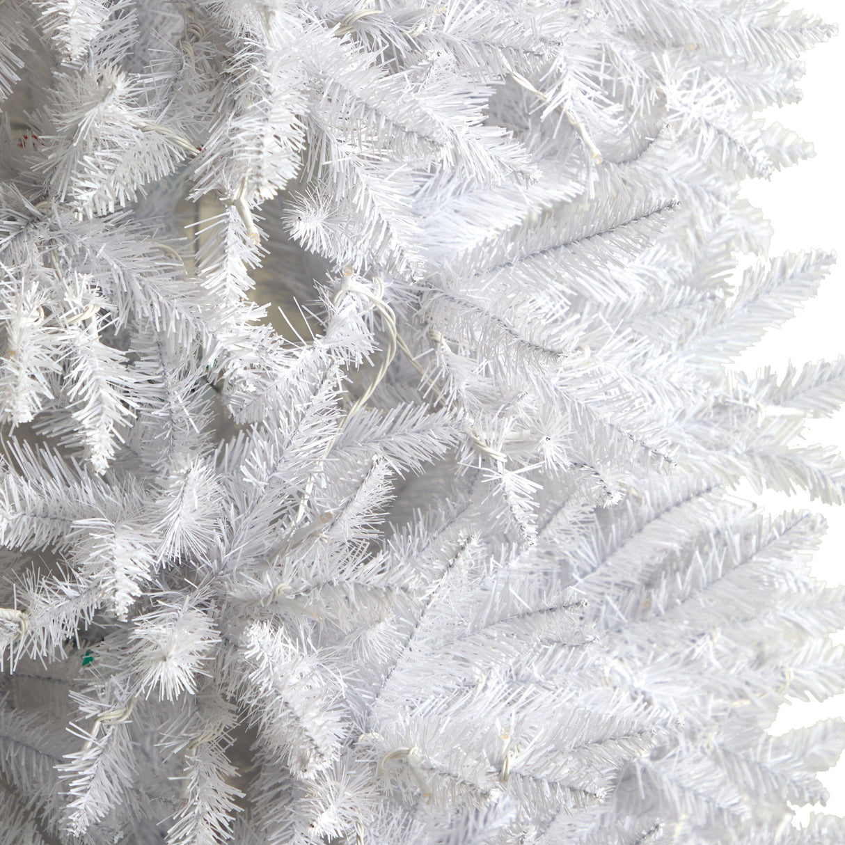 9’ Slim White Artificial Christmas Tree with 600 Warm White LED Lights and 1860 Bendable Branches