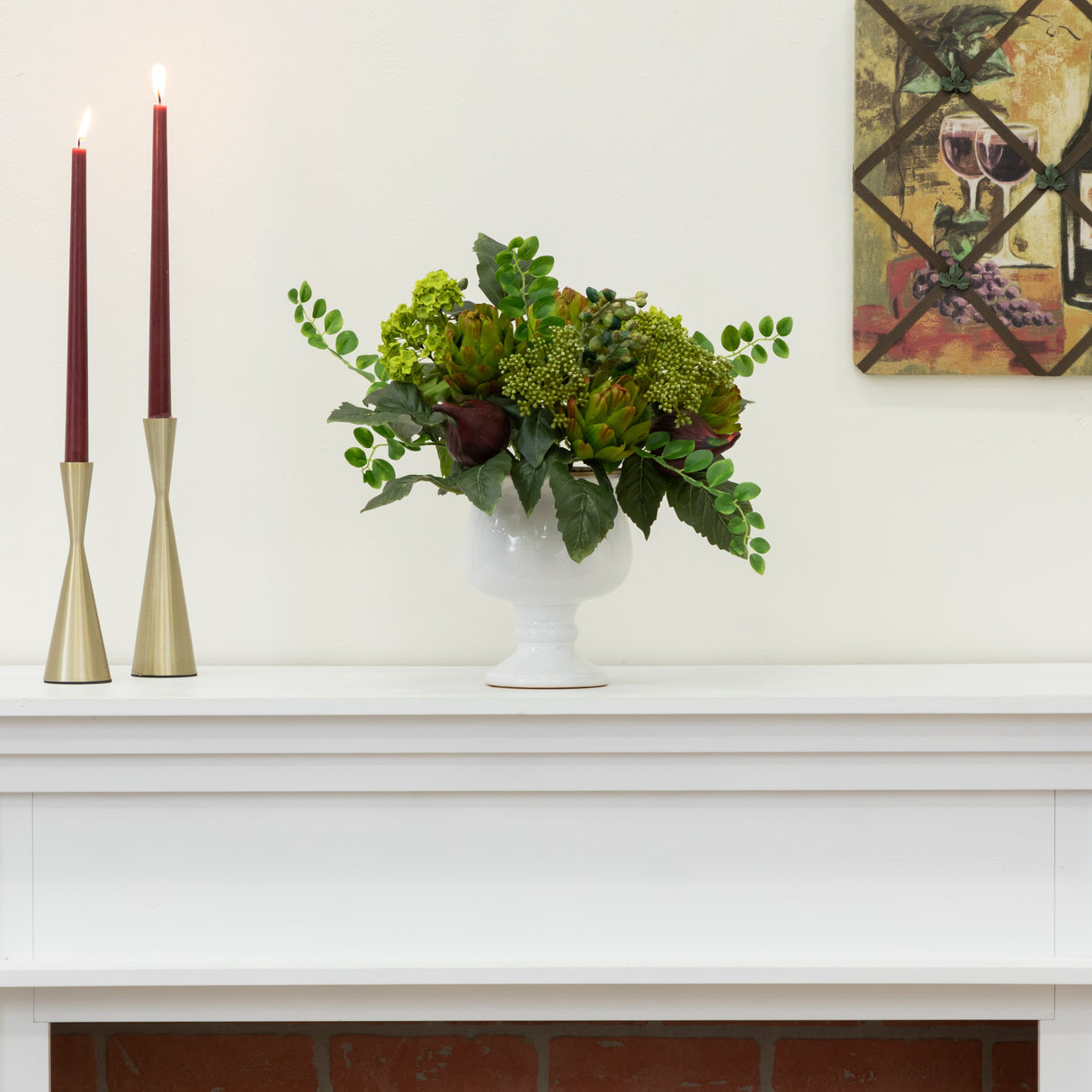 Artichoke and Hydrangea Silk Flower Arrangement