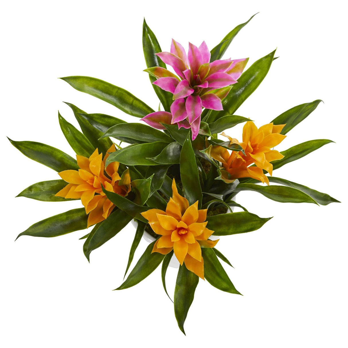 Bromeliad Artificial Plant in White Vase