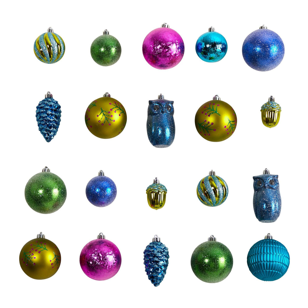 Holiday Deluxe Shatterproof, 50 Count Christmas Tree Ornament Box Set, Re-Useable Container