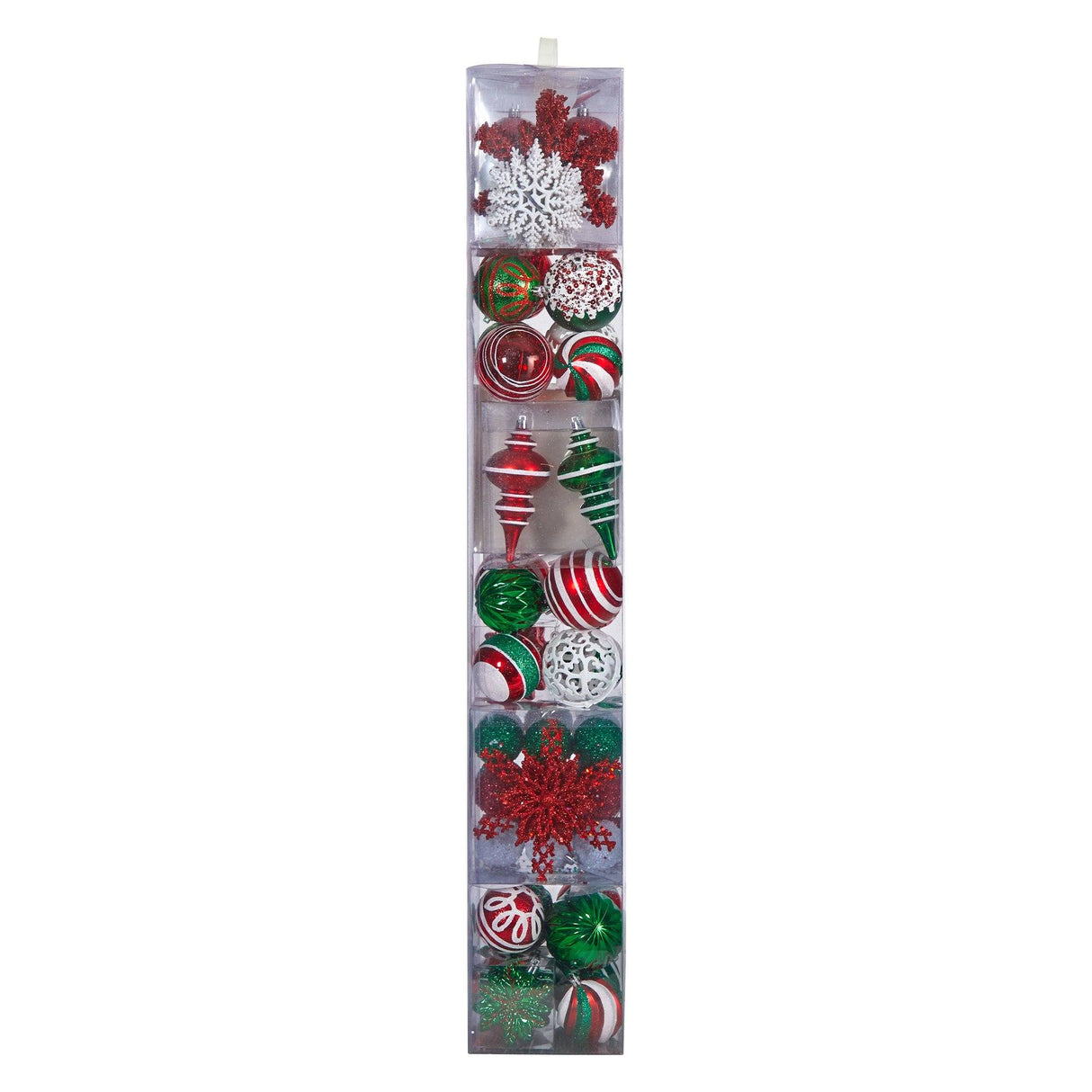 70 Red and Green Shatterproof Christmas Tree Ornament Set with Re-Useable Container