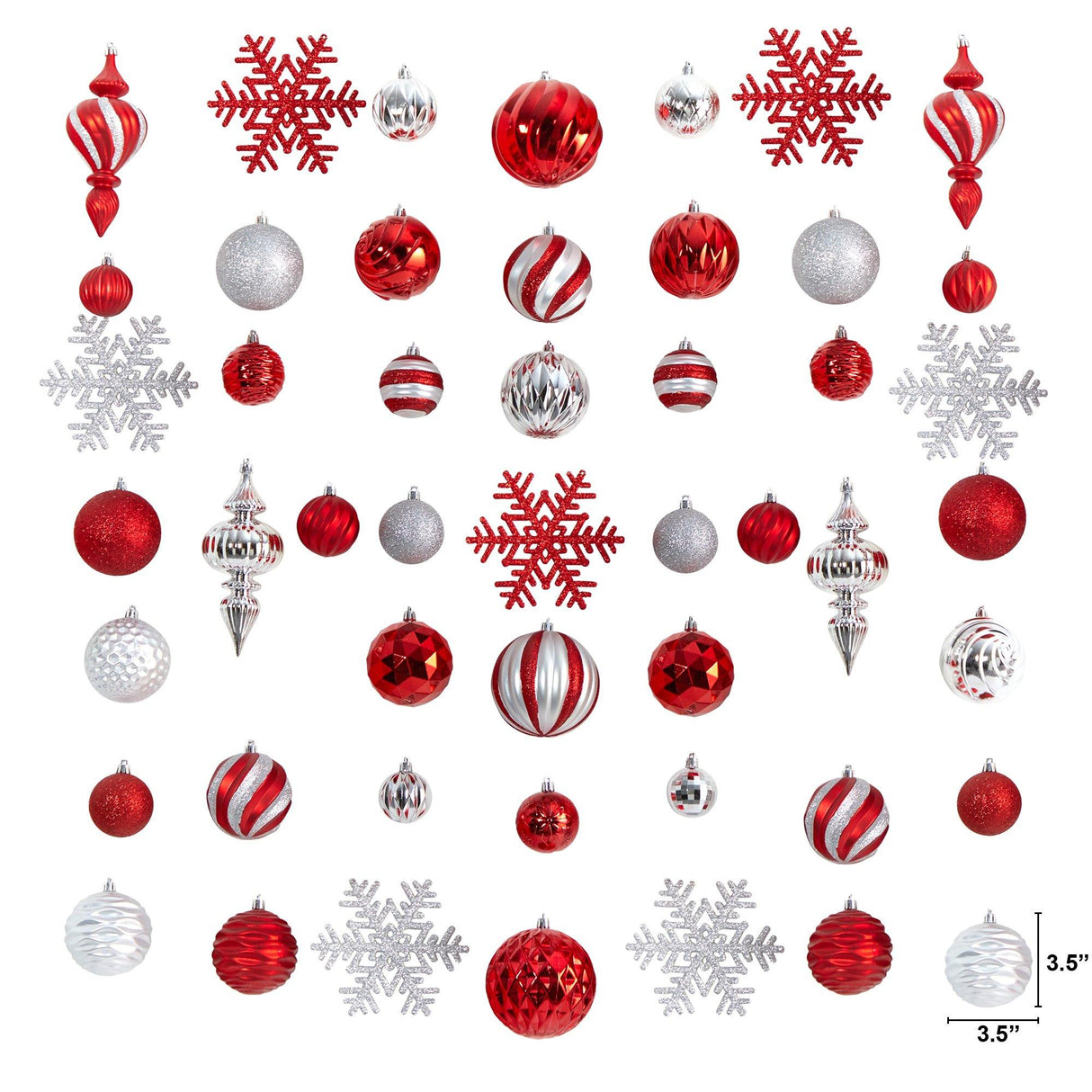 Holiday Deluxe Shatterproof, 81 Count Christmas Tree Ornament Box Set, Re-Useable Container