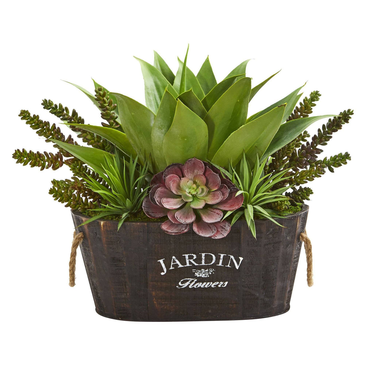 Succulent Garden in Wood Planter