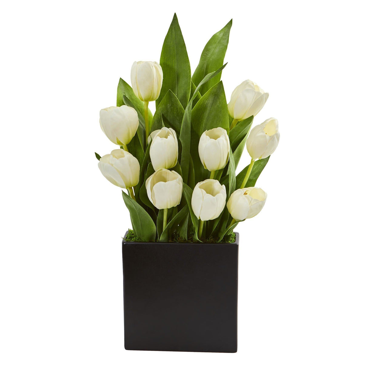 Tulips Artificial Arrangement in Black Vase