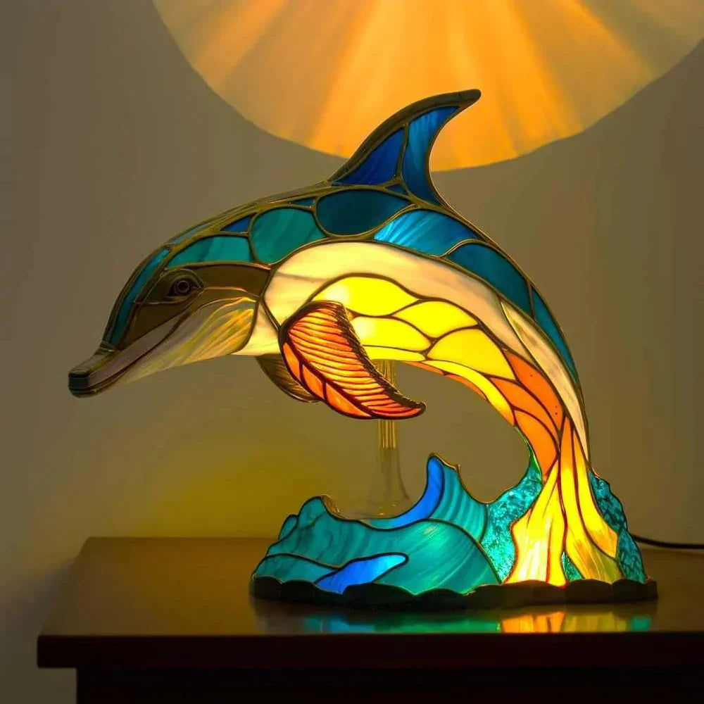 Tiffany Style Animal Table Lamp Stained Glass Bedside Light E26/E12