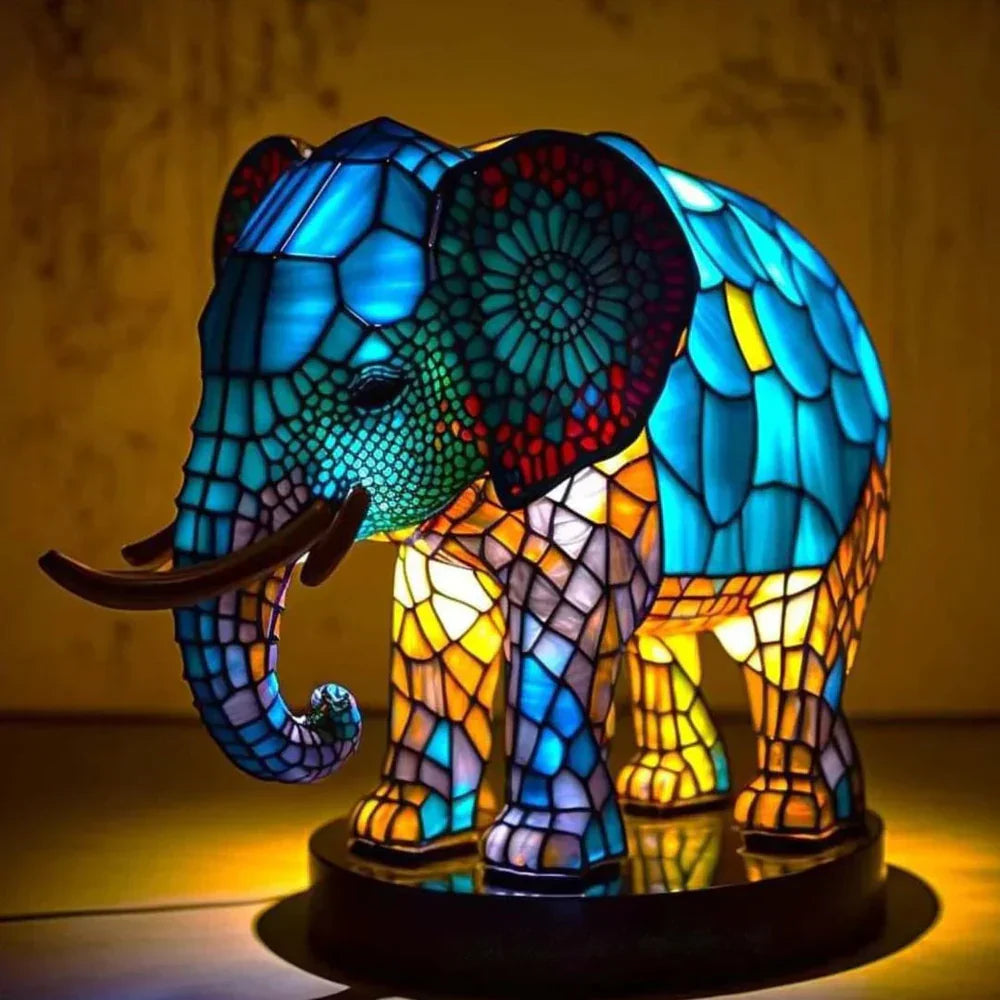 Tiffany Style Animal Table Lamp Stained Glass Art Light E26/E12 Decorative