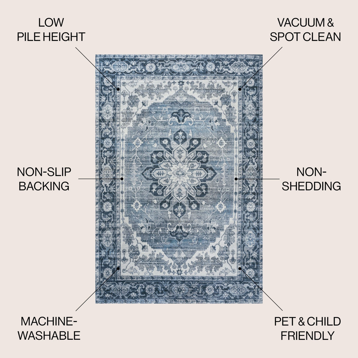 Asa Ornate Medallion Machine - Washable Area Rug - Tuesday Morning - Area Rugs