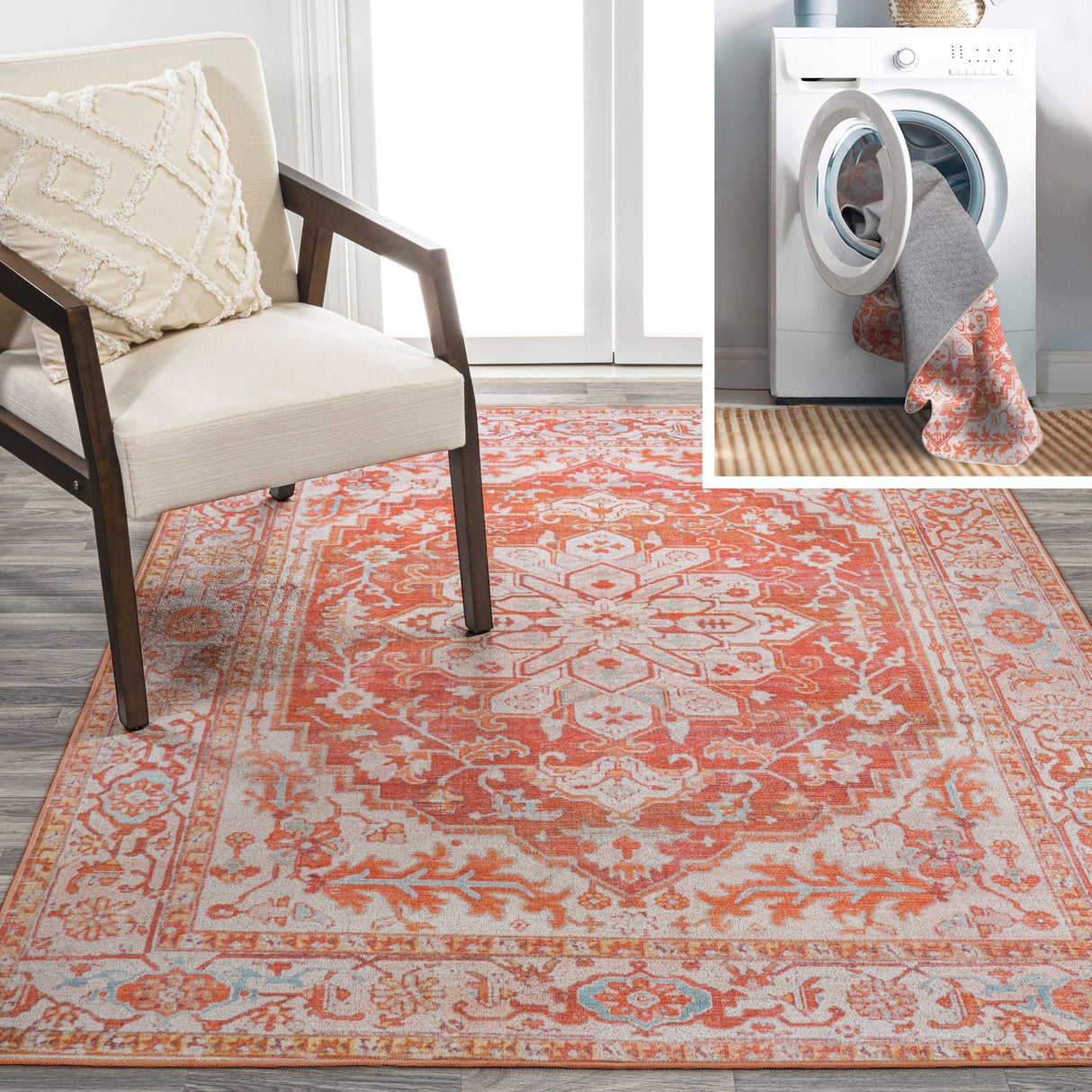 Asa Ornate Medallion Machine - Washable Area Rug - Tuesday Morning - Area Rugs