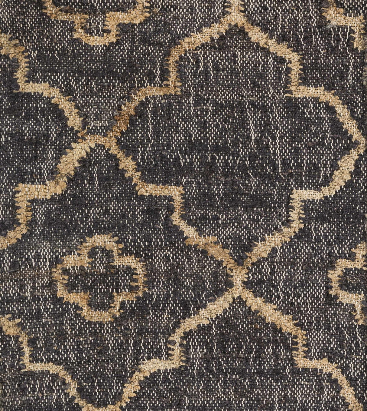 Astoria Black&Tan Trellis Fringed Jute Carpet - Clearance