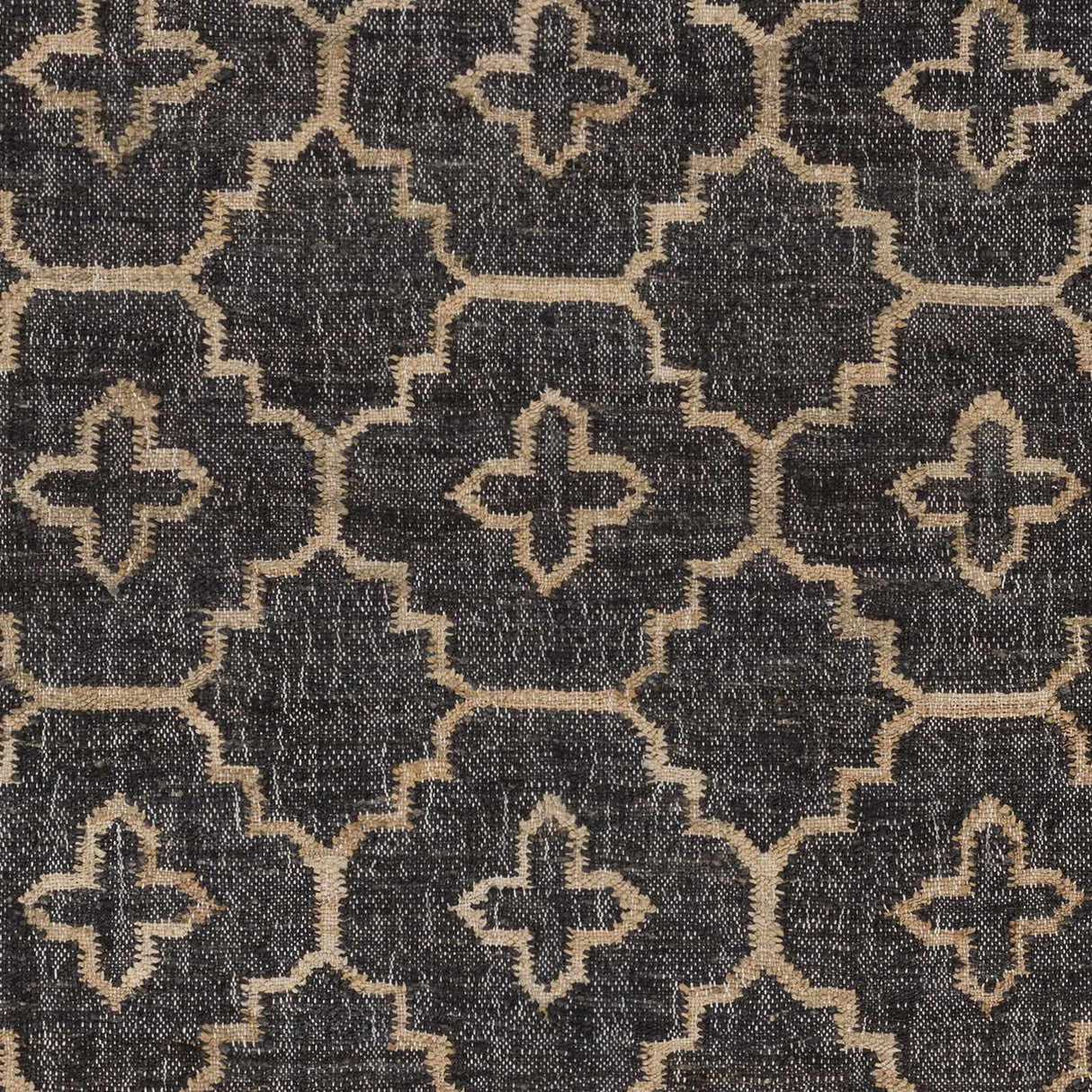 Astoria Black&Tan Trellis Fringed Jute Carpet - Clearance