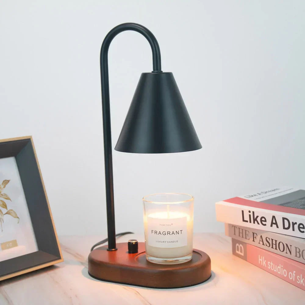 Candle Warmer Lamp with Dimmer Wooden Base Electric Candle Heater