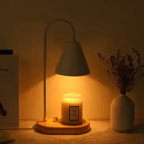 Candle Warmer Lamp with Dimmer Wooden Base Electric Candle Heater