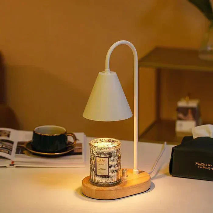 Candle Warmer Lamp with Dimmer Wooden Base Electric Candle Heater