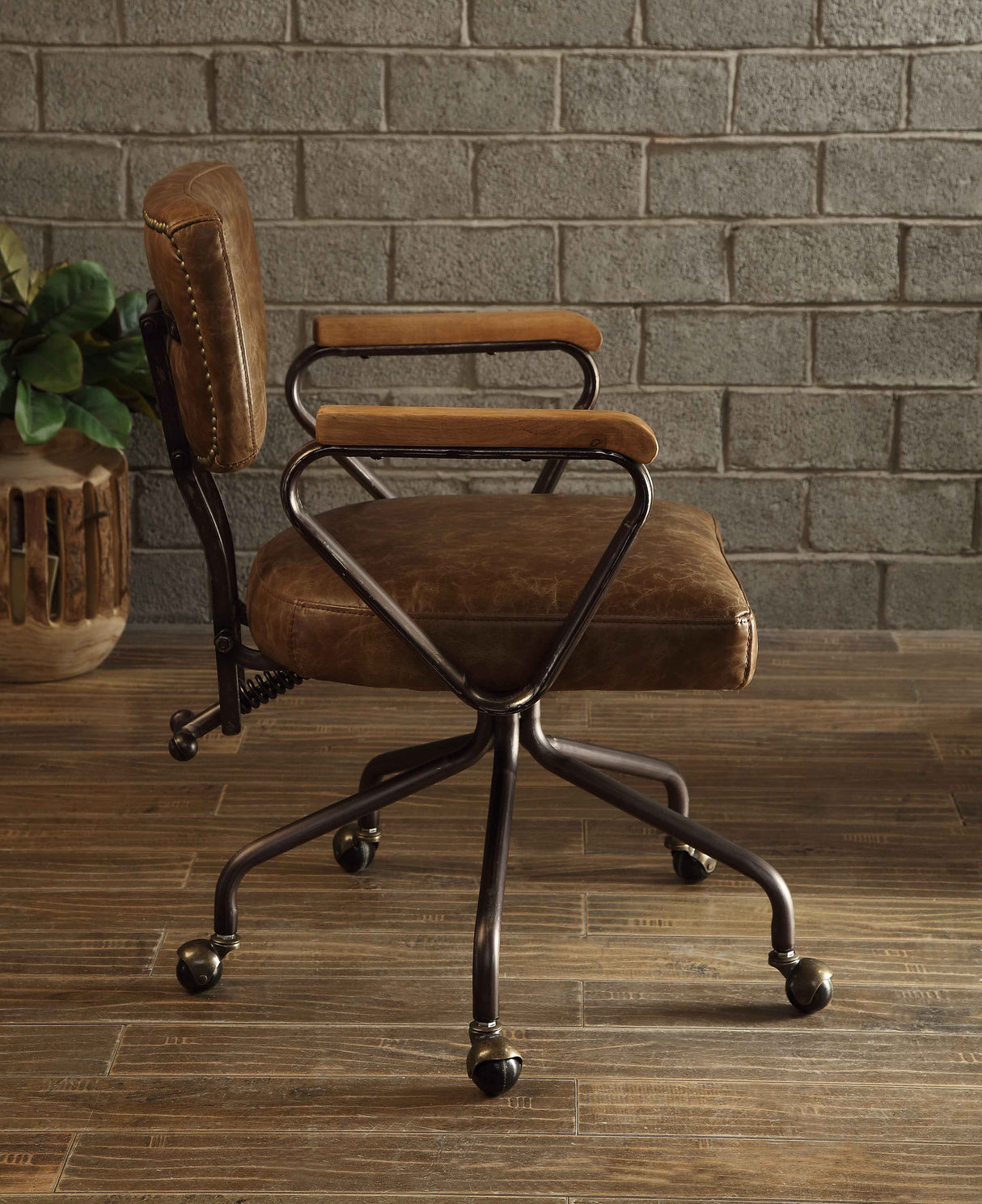 Hallie Vintage Whiskey Top Grain Leather Office Chair