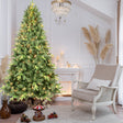 9FT-Pre-Lit-Christmas-Tree-with-800-UL-Warm-White-Lights-–-Classic-Green-Tree-with-3410-PE+PVC-Tips,-Hinged-Branches-for-Easy-Setup,-Sturdy-Metal-Stand,-Realistic-Full-Look-Christmas-Trees