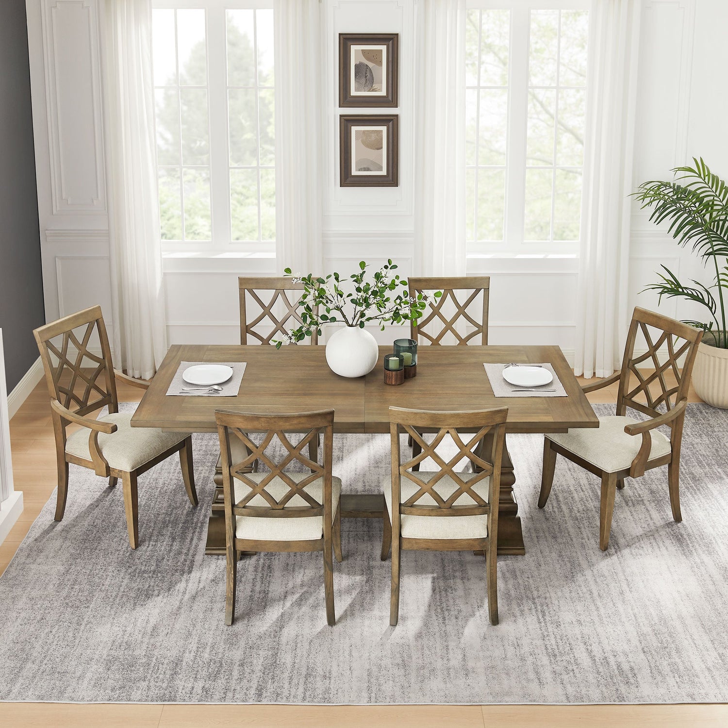 Extendable Wooden Dining Table, Seats 6