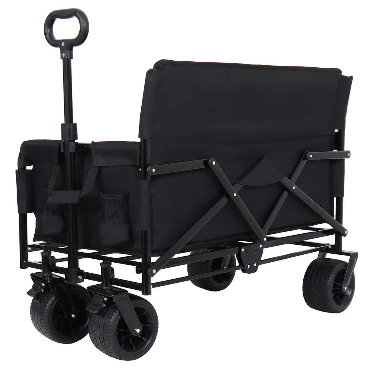 3-in-1 Convertible Folding Wagon Cart with Bench Seat & Storage
