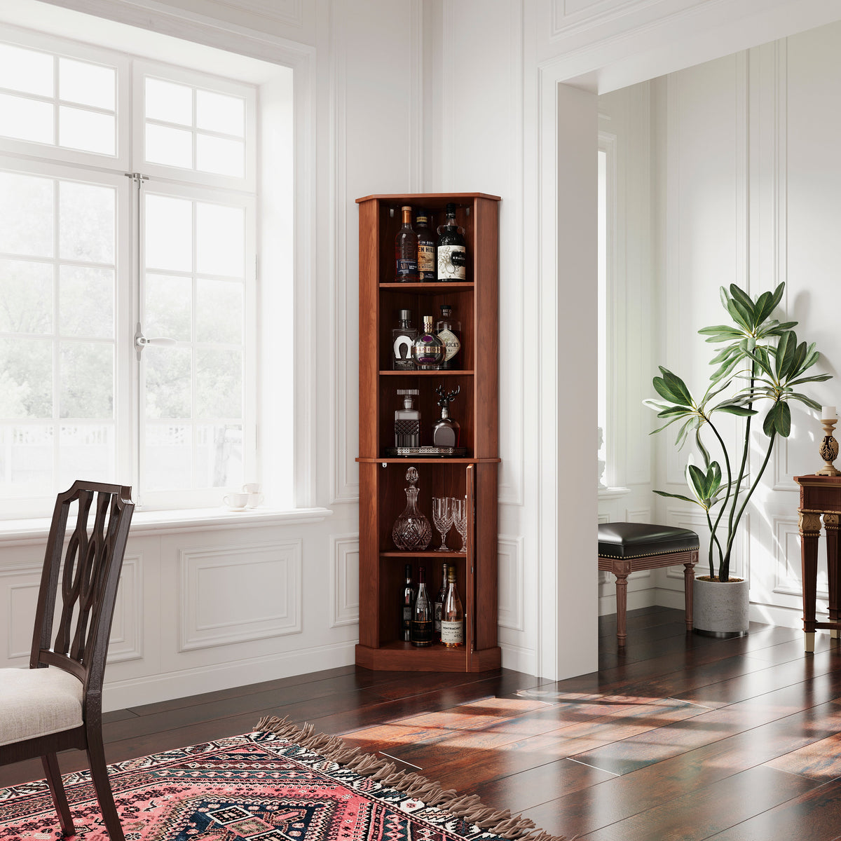 Tall Corner Bar Cabinet with Storage