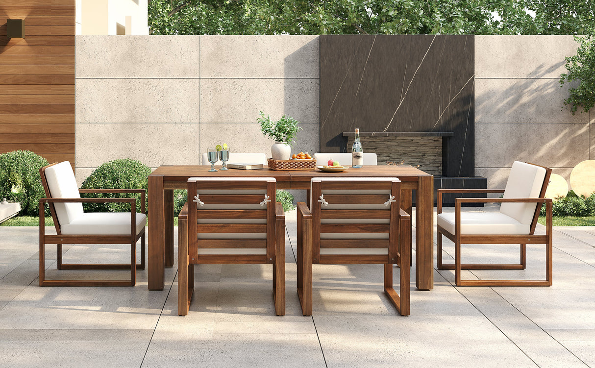 TREXM Patio Table and Chairs Set for 6 with Umbrella Hole