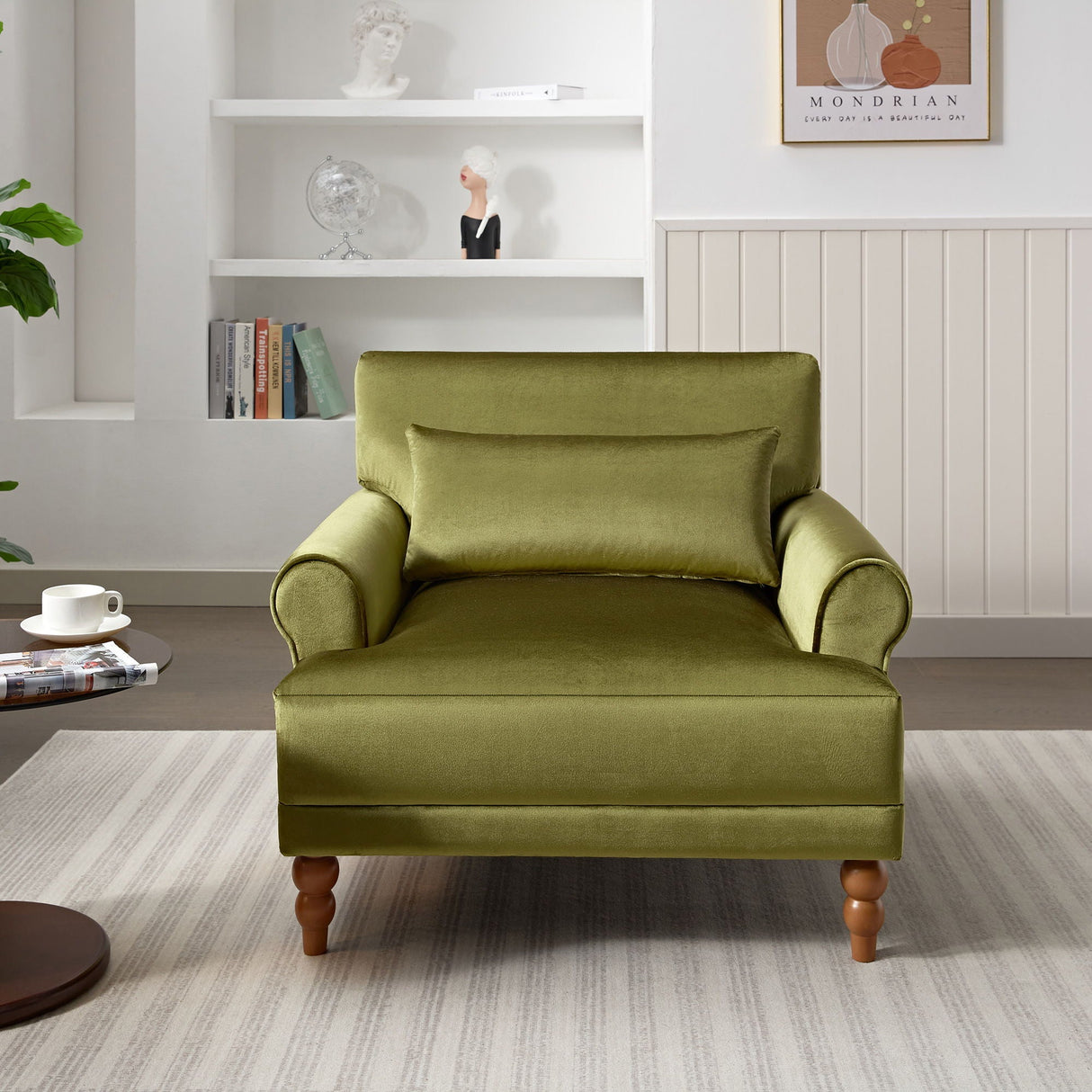 Elegant Circular Armrests Arm Chair with Ergonomic Lumbar Support
