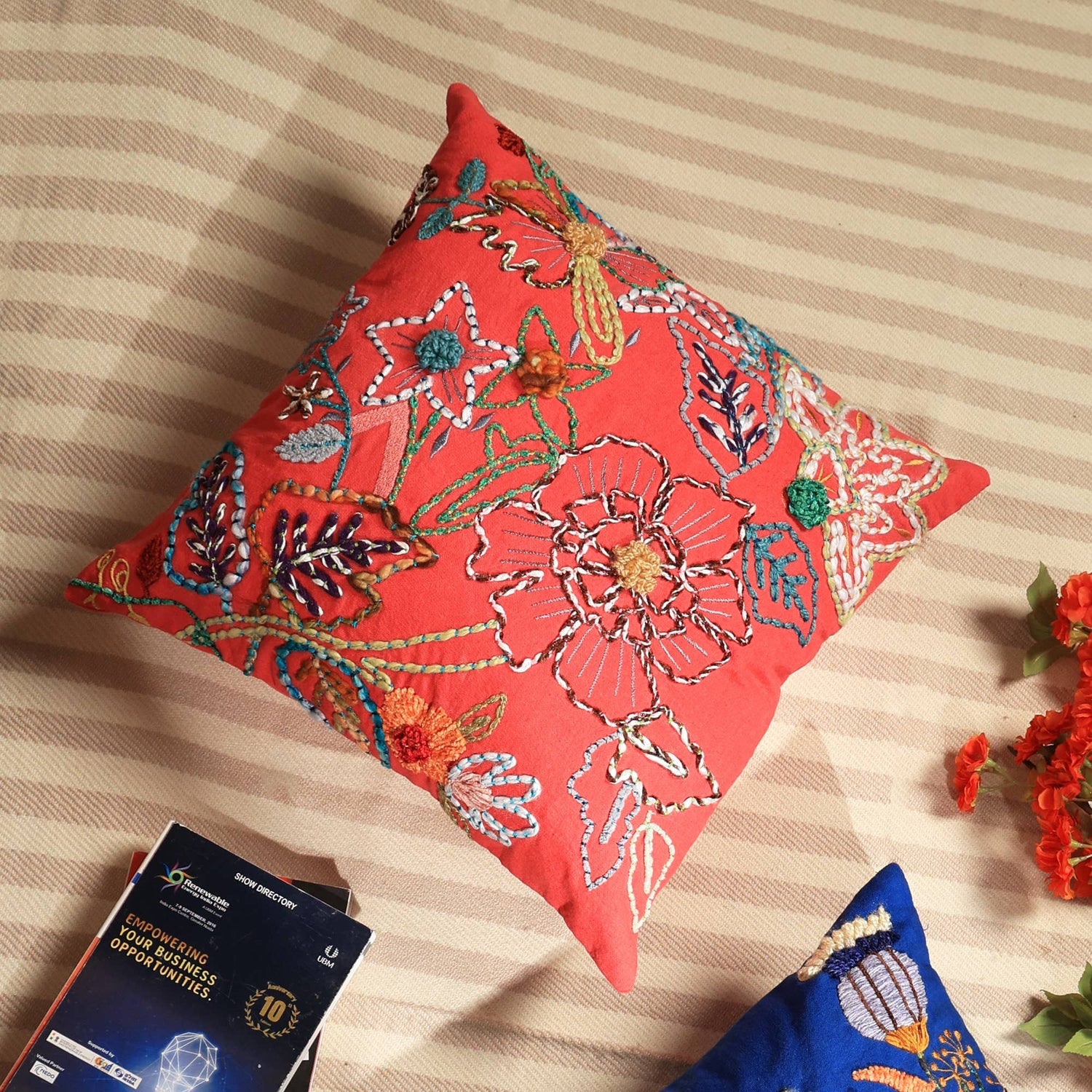 Cotton-Embroidered-Decor-Cushion-Pink-18-X-18-Inch-