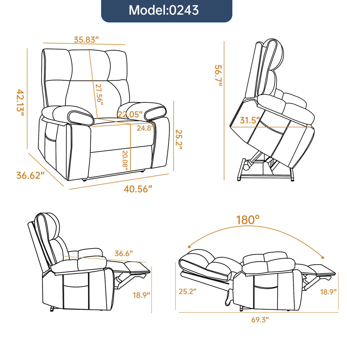 ComfortMax Dark Oversized Lift Recliner Chair