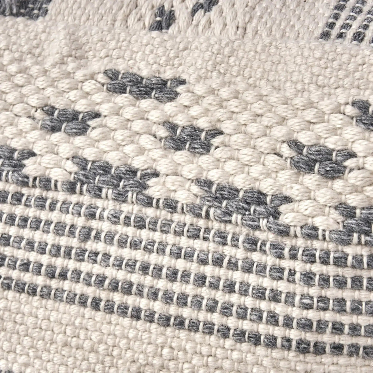 Karim Faux Yarn Large Accent Pouf in Ivory and Gray