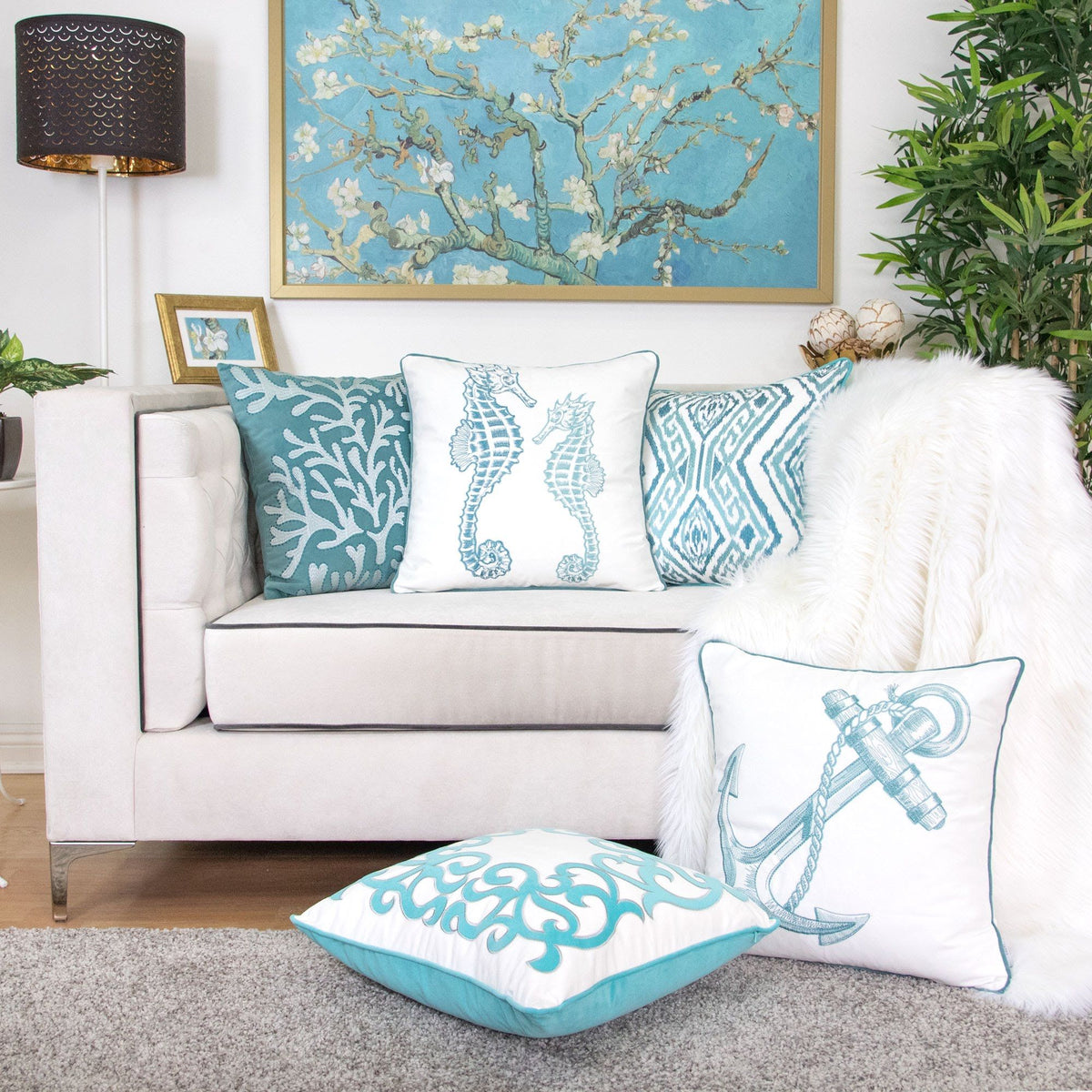 Seahorses Pillow Cover With Matching Back
