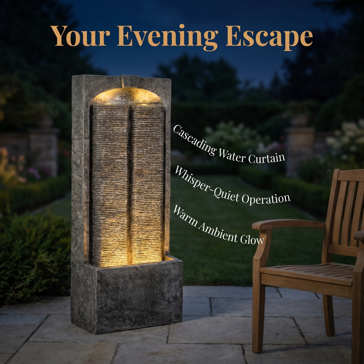 Cascading LED Outdoor Water Fountain - 39" H