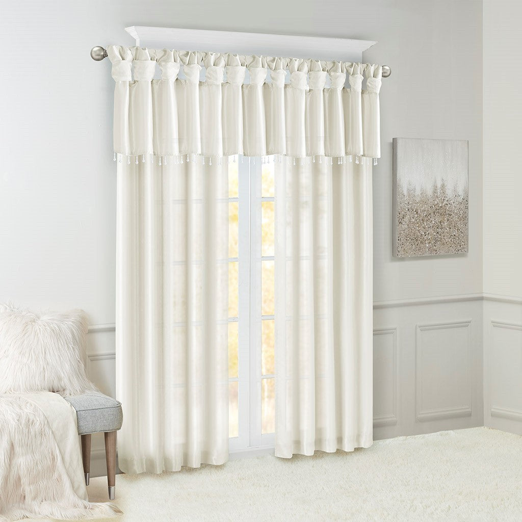 Twist Tab Lined Window Curtain Panel White 50x95'