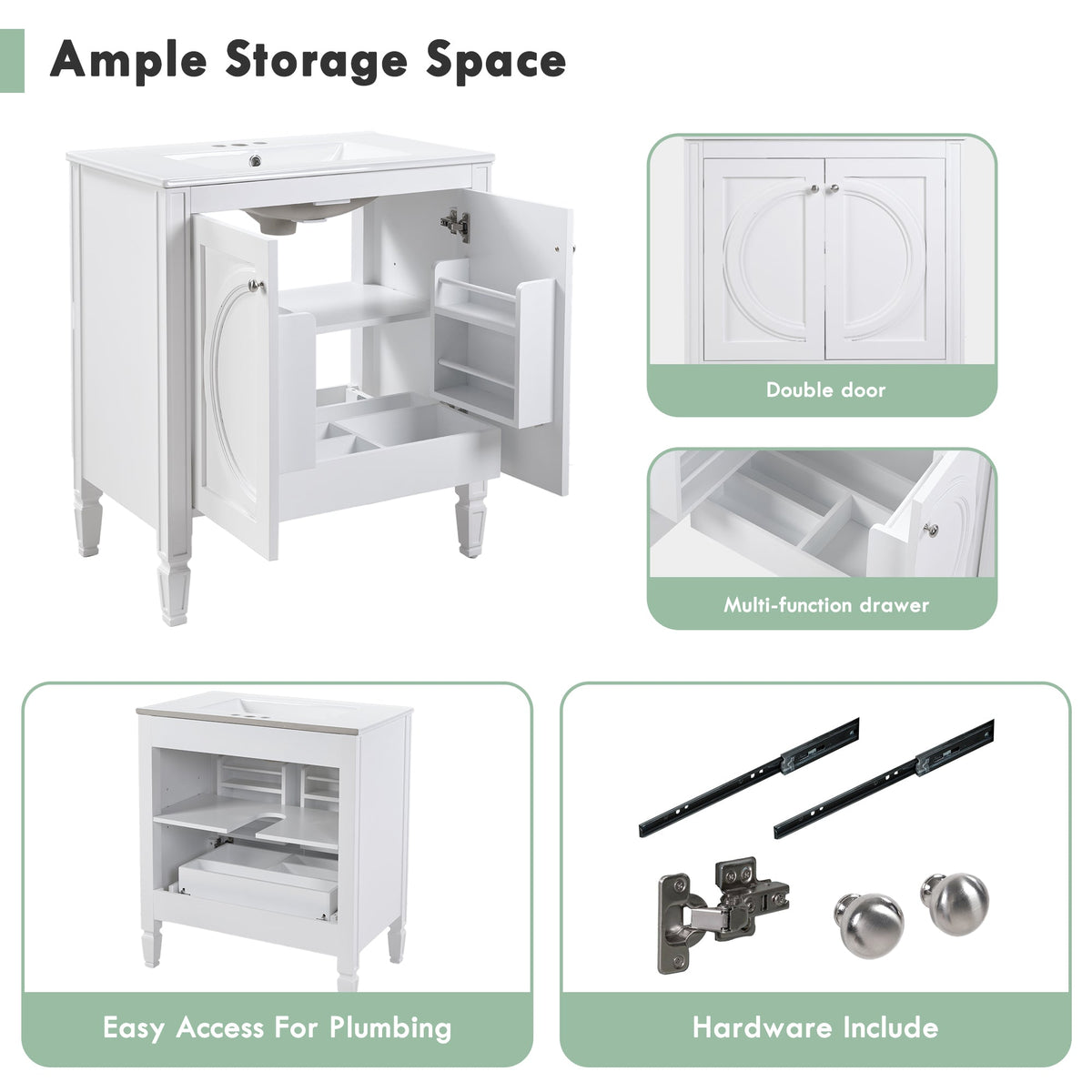 30" No Assembly Needed Vintage Bathroom Vanity