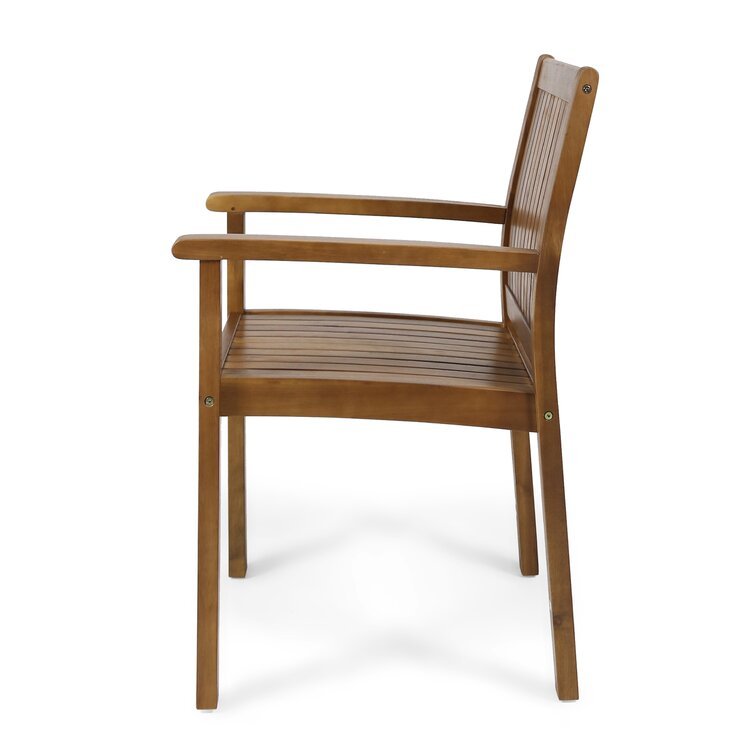 7 Pieces Acacia Wood Outdoor Dining Set with 6 Chairs and Large Table
