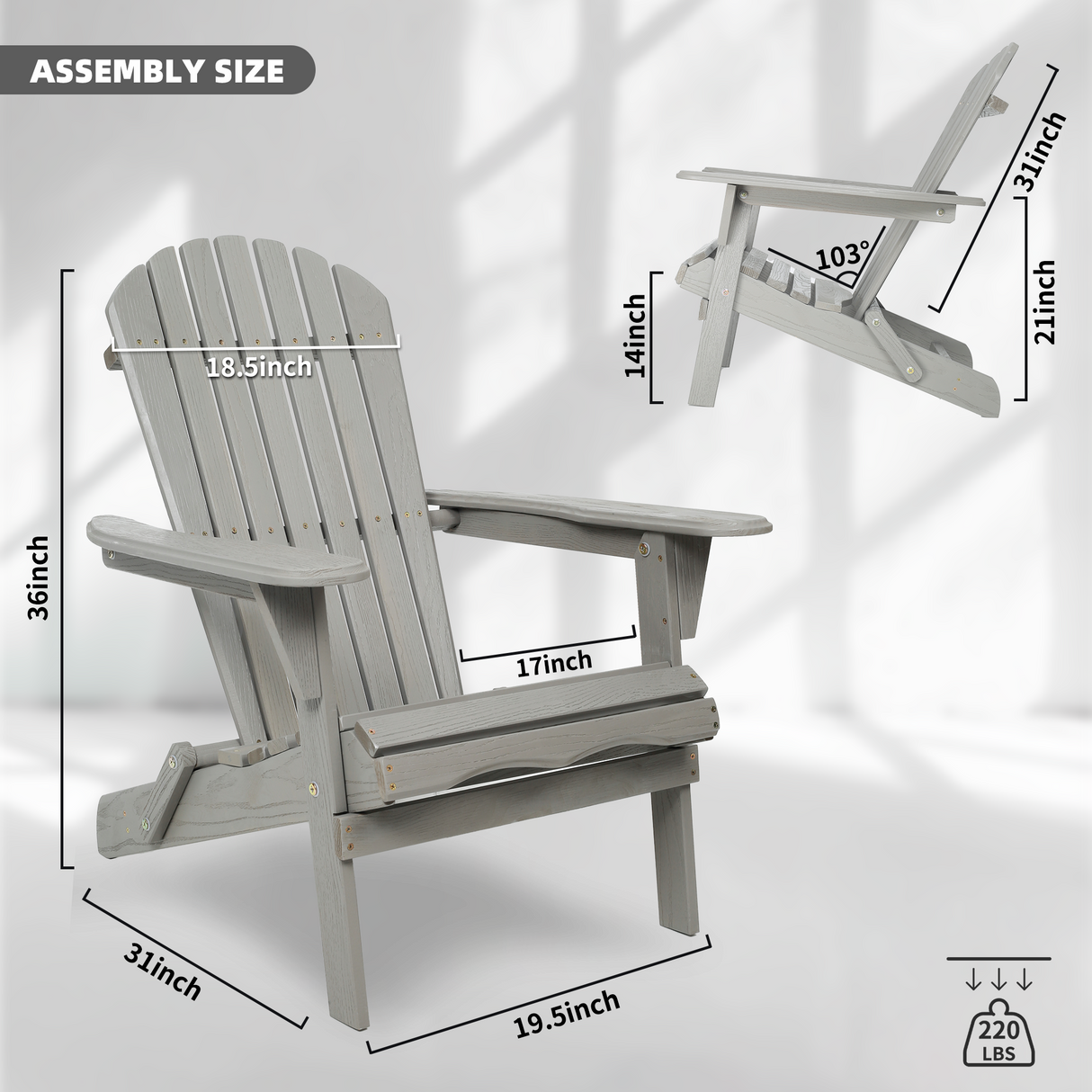 Classic Embossed Grain Adirondack Chair Set of 2