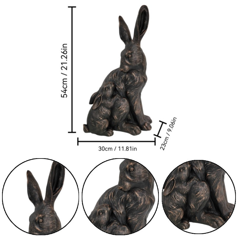 21'' Tall Mother Hare & Baby Cuddling Garden Statue