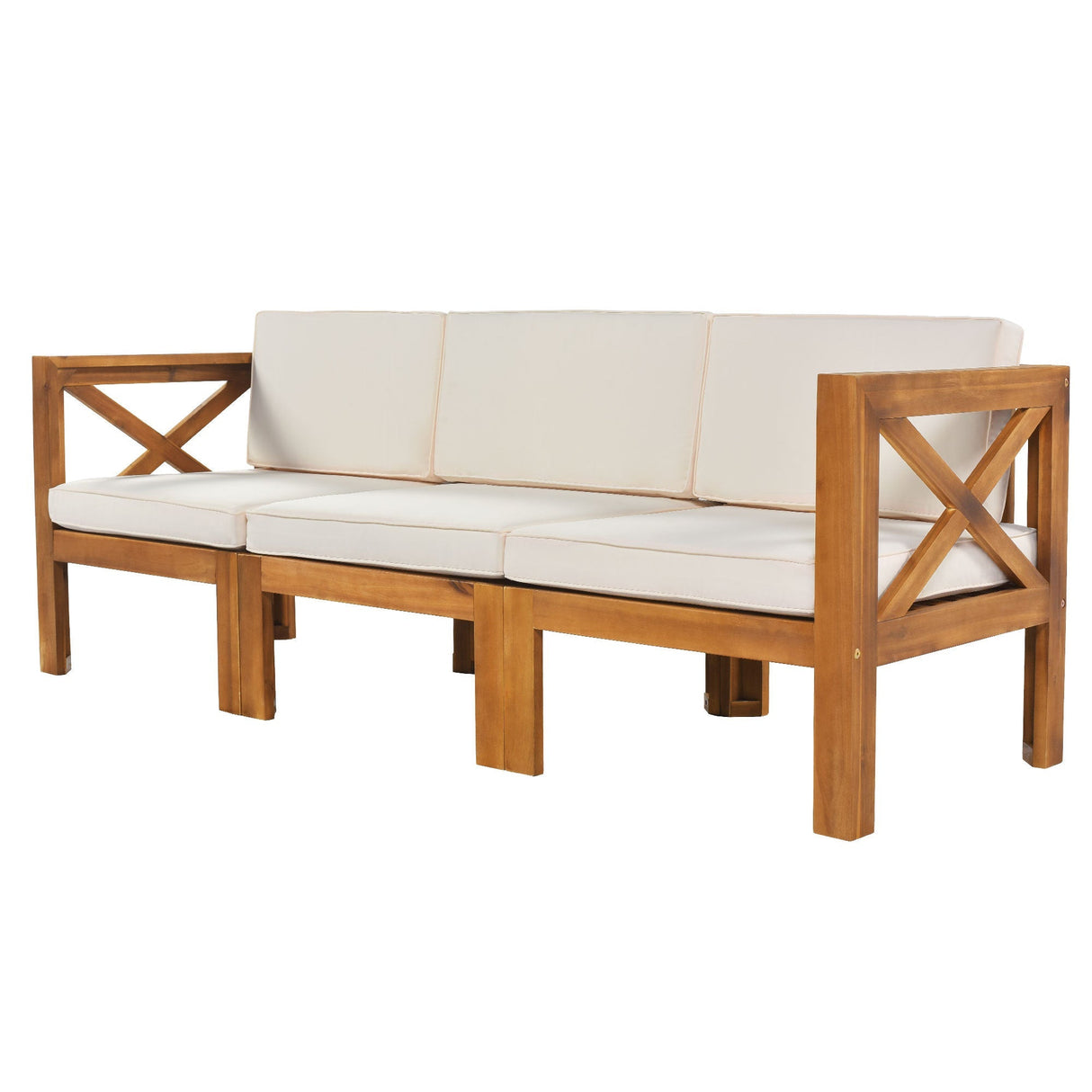 Topmax Outdoor Patio Wood 5-Piece Sectional Sofa Seating Group Set