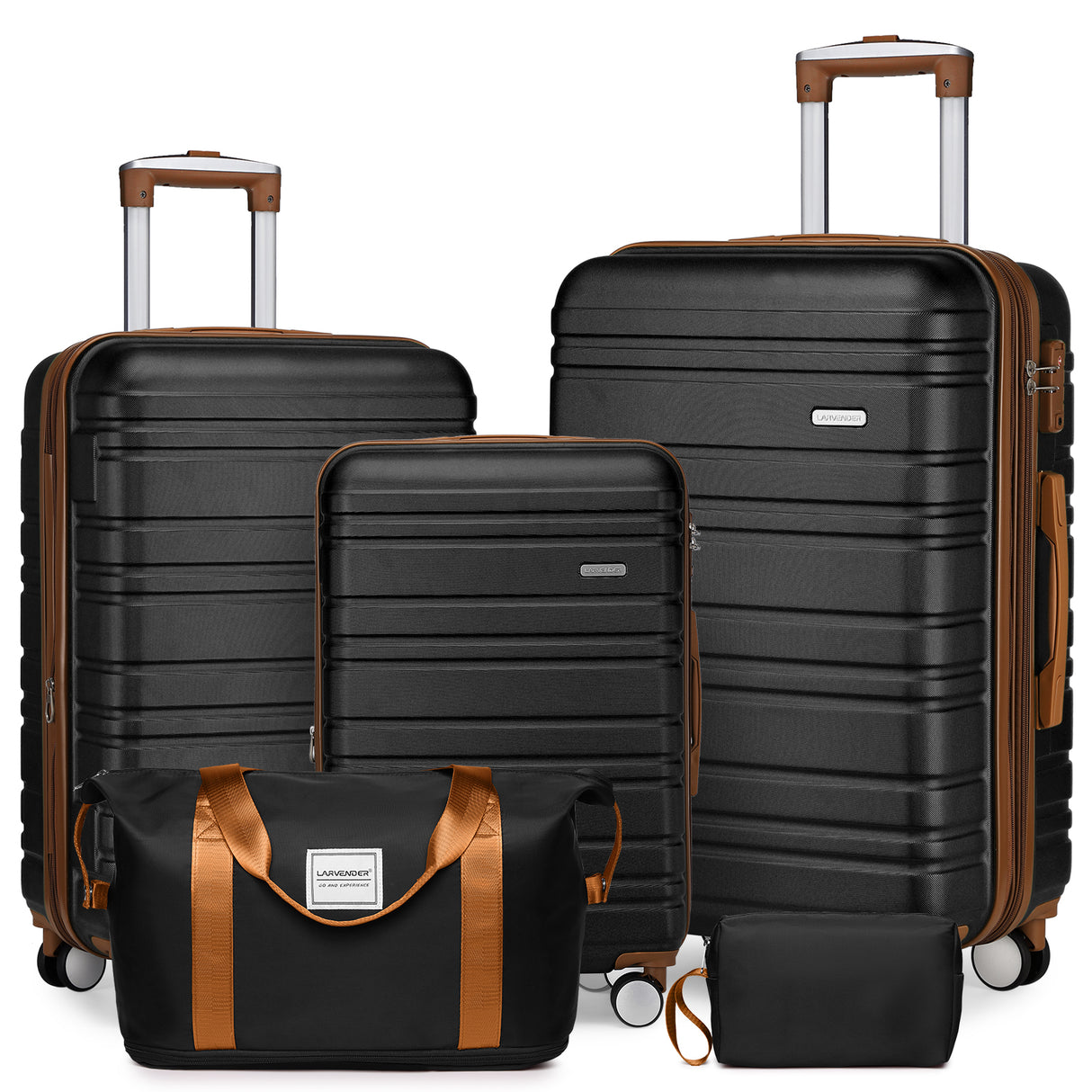 Luggage-Sets-5-Piece-with-Duffel-Bags,-Black-Luggage-Sets