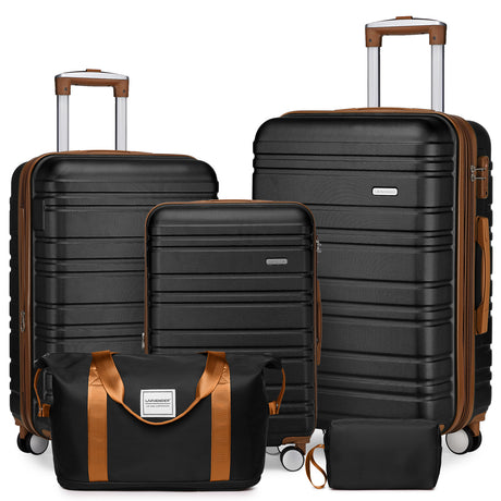 Luggage-Sets-5-Piece-with-Duffel-Bags,-Black-Luggage-Sets
