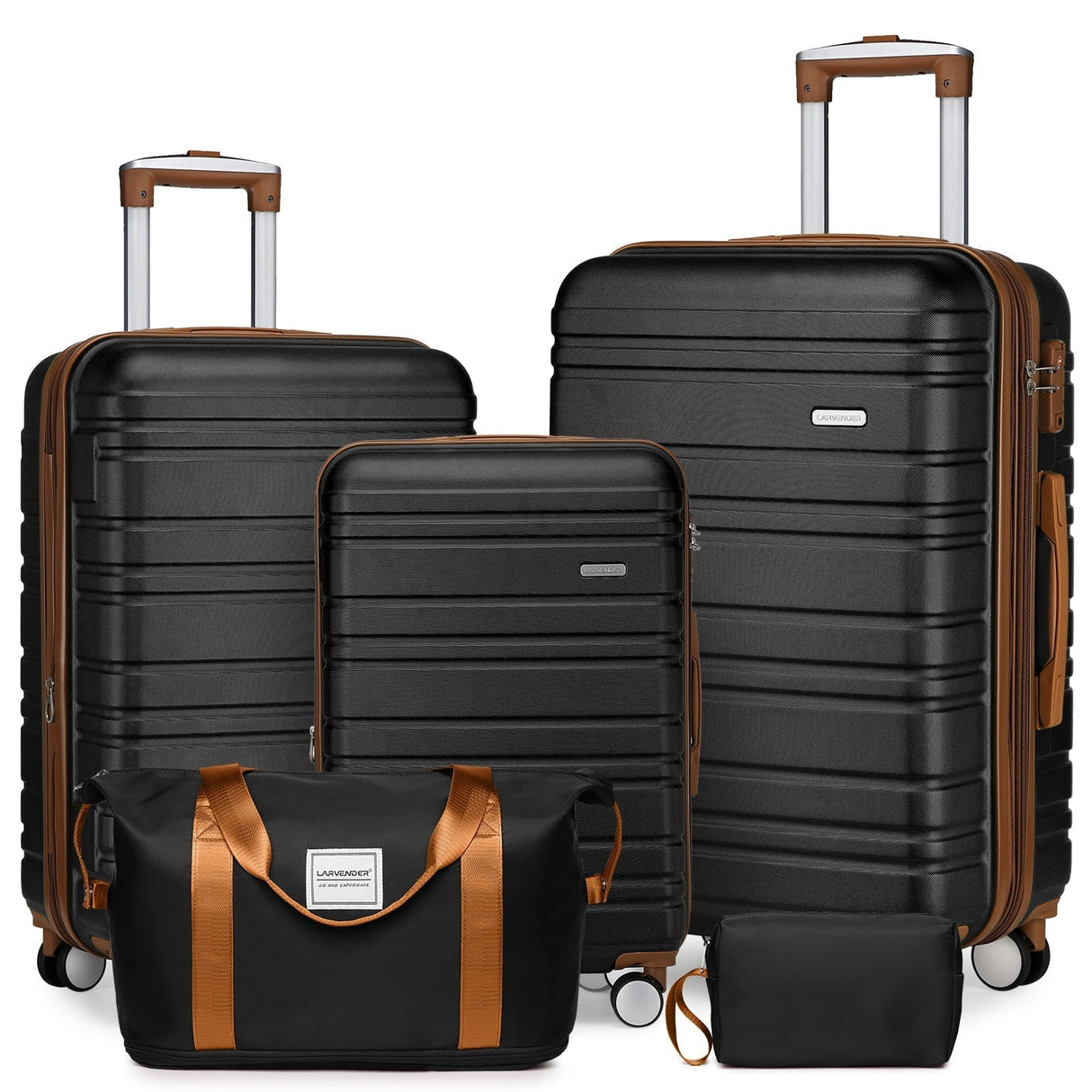 Luggage Sets 5 Piece with Duffel Bags Black