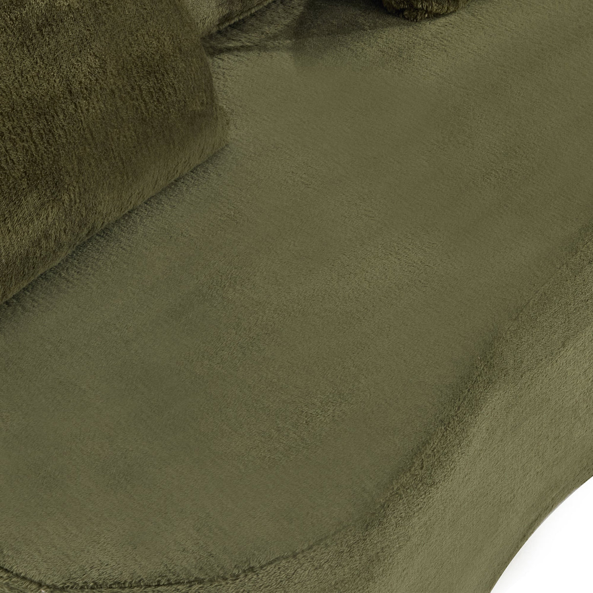 71-Inch Folding Sofa Bed in Green Plush Faux Fur
