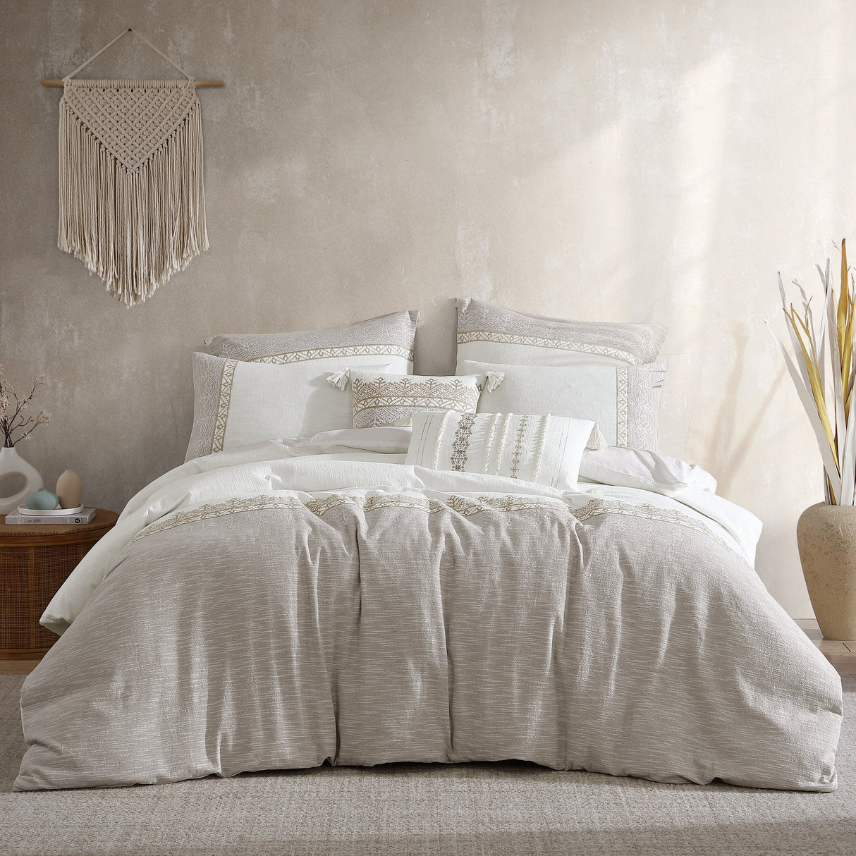 Preston 5-Piece Textured Woven Jacquard Comforter Ensemble