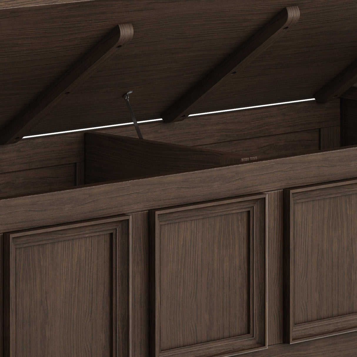 Amherst Solid Wood Entryway Storage Bench in Farmhouse Brown