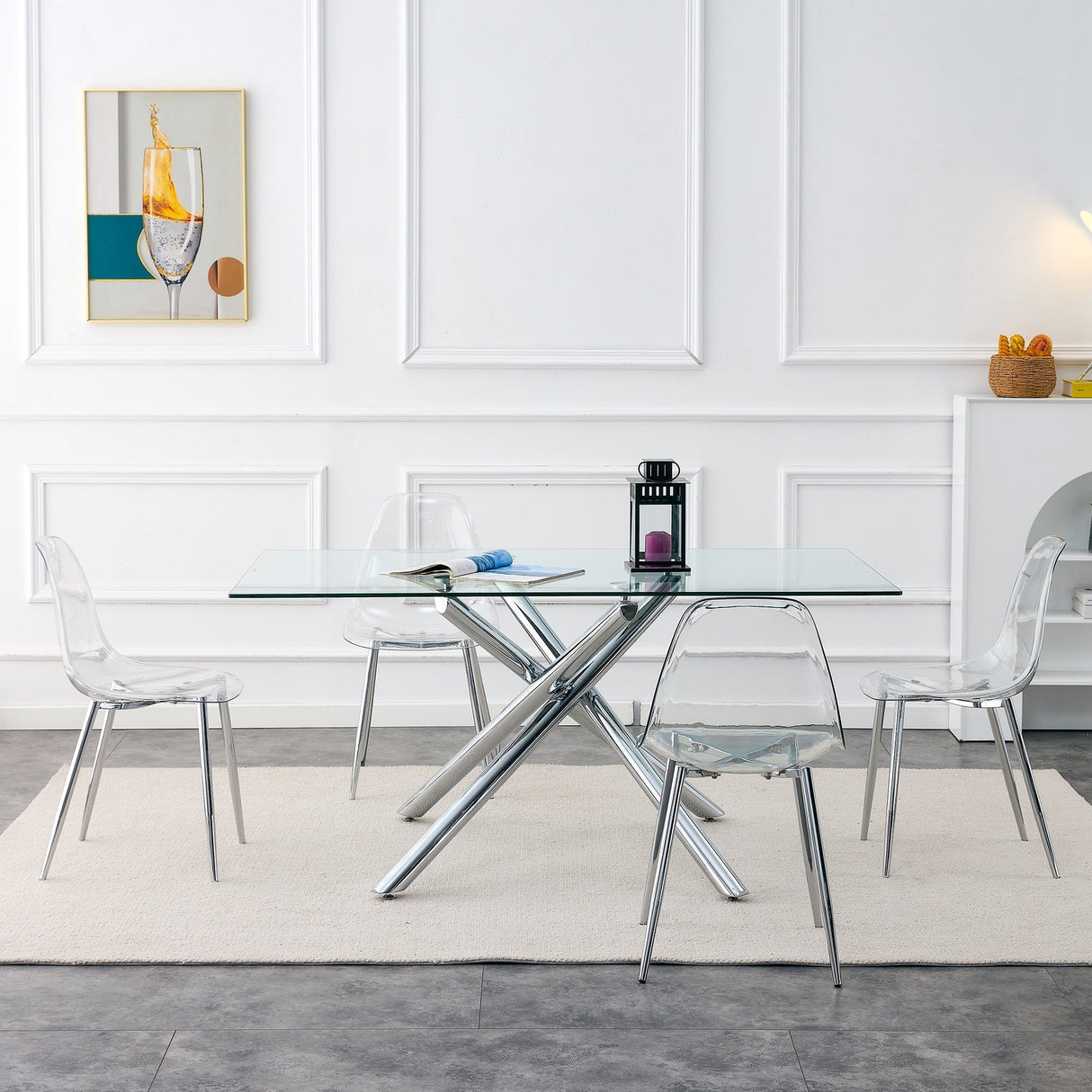 Modern Minimalist Transparent Dining Chair - 6-Piece Set