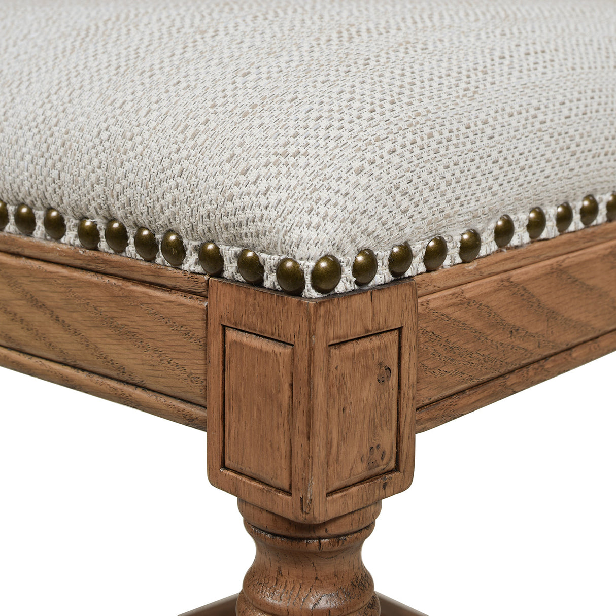 Armless Bar Stool with Nailhead Trim and Rattan High Back