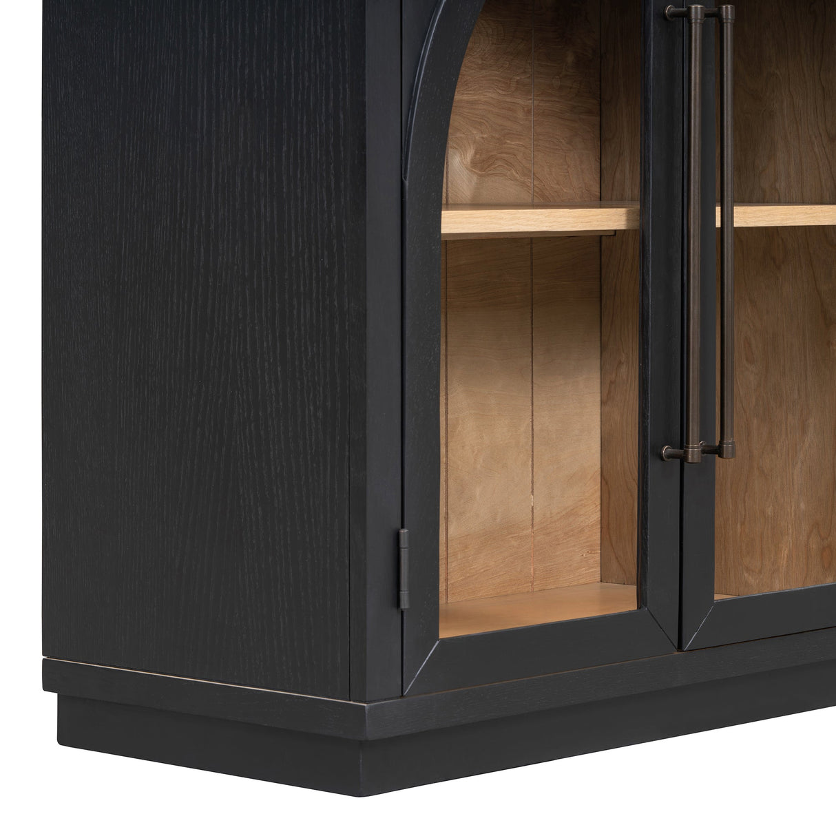 4-Door Large Storage Sideboard Buffet Cabinet with Glass Doors (Black)
