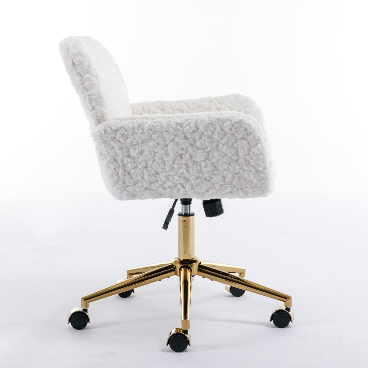Office Chair, Artificial Rabbit Hair Home Office Chair With Metal Base, Adjustable Desk Chair Swivel Office Chair, Vanity Chair