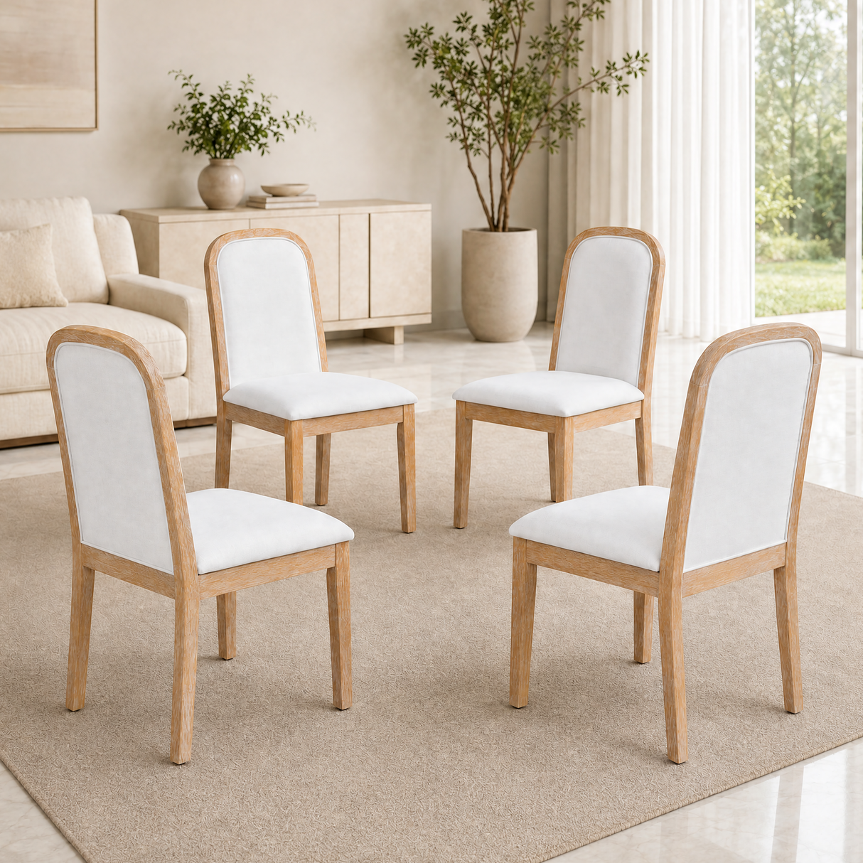 TREXM Vintage Style Dining Chair Set with 4 Upholstered Chairs