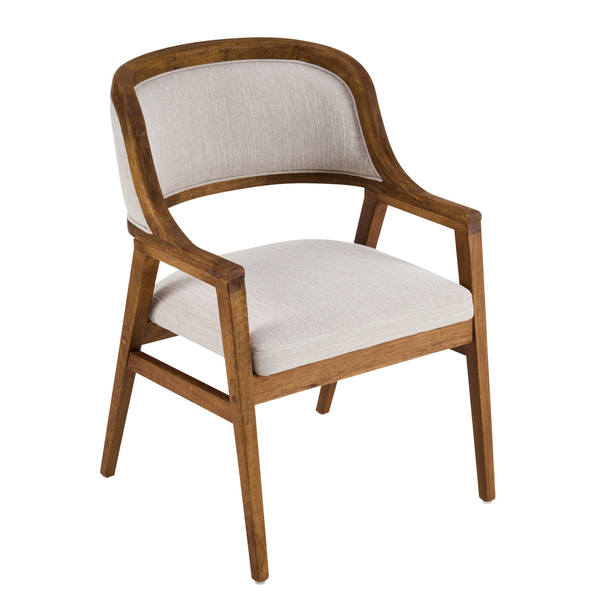 Mid-Century Modern Dining Chairs Set of 2Wood Frame Dining Chairs with Fabric Cushion for KitchenLiving RoomHome Office,Walnut+Beige