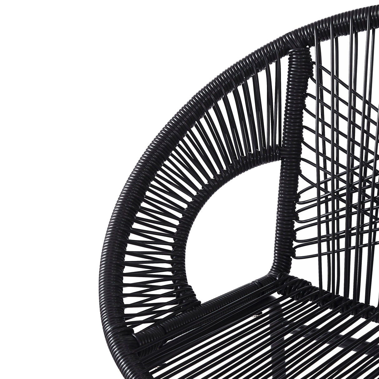 Ferrara Outdoor Patio Barstool Set of 2 - Black Faux Wicker PE Rattan with Iron Frame